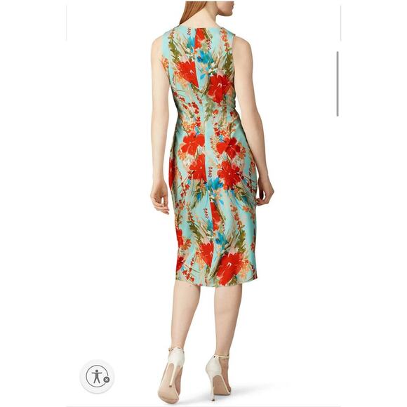 Badgley Mischka Red and Blue Floral Midi Dress - Picture 2 of 8